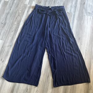 Gap Wide Leg Pull On Rayon Viscose Gaucho Pants Elastic Waist & Tie Size Large